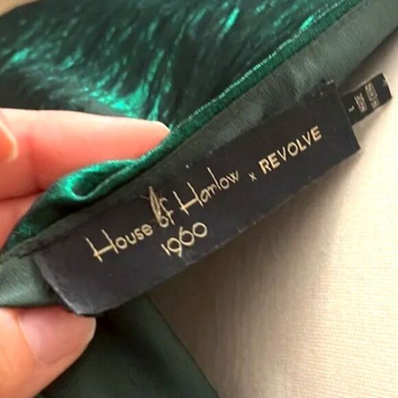HouseĀ Of Harlow 1960 x Revolve Ambrosia Dressā~ Metallic Green Slip Dress ~ SZ L - Picture 9 of 14